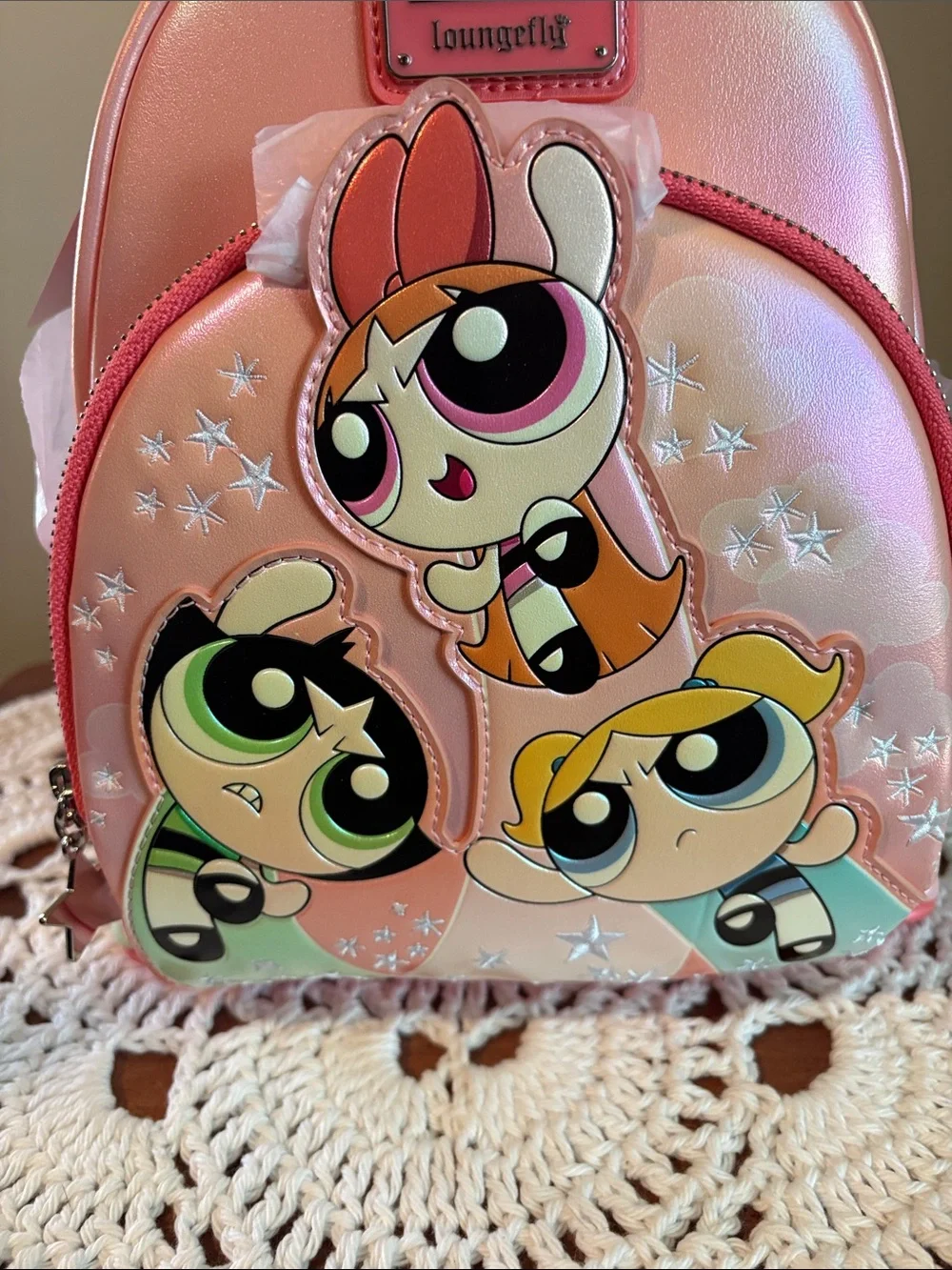 Loungefly Pink Iridescent Powerpuff Girls Bag/ Backpack NWT